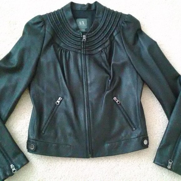 Armani Exchange Authentic Ladies Leather Jacket - Picture 2 of 5